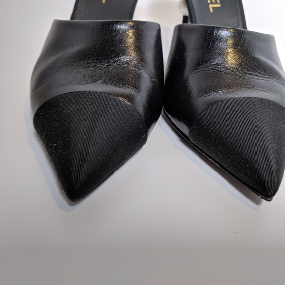 SOLD Chanel Black Leather Mule Pearl Heels - Picture 5 of 5